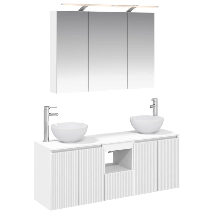 Badeværelsesskabsæt 4 pcs Hvid 100 x 14,5 x 70 cm