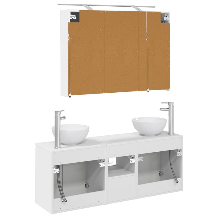 Badeværelsesskabsæt 4 pcs Hvid 100 x 14,5 x 70 cm
