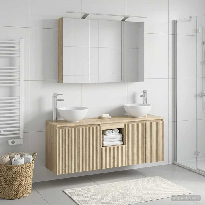 Badeværelsesskabsæt 4 pcs Sonoma-eg 100 x 14,5 x 70 cm