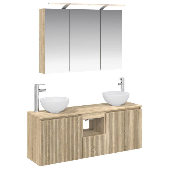 Badeværelsesskabsæt 4 pcs Sonoma-eg 100 x 14,5 x 70 cm