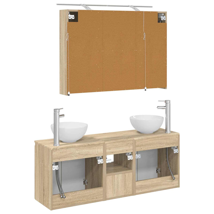 Badeværelsesskabsæt 4 pcs Sonoma-eg 100 x 14,5 x 70 cm