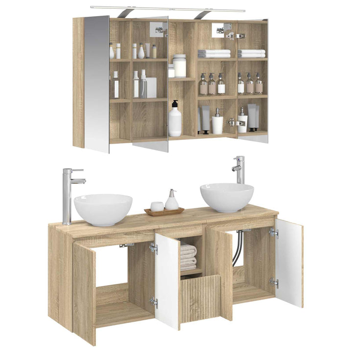 Badeværelsesskabsæt 4 pcs Sonoma-eg 100 x 14,5 x 70 cm