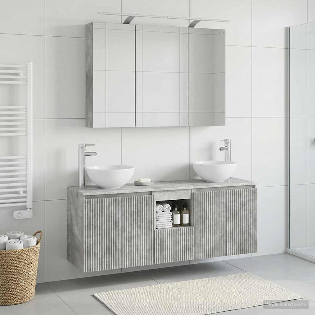 Badeværelsesskabsæt 4 pcs Betongrå 100 x 14,5 x 70 cm