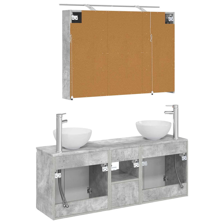 Badeværelsesskabsæt 4 pcs Betongrå 100 x 14,5 x 70 cm