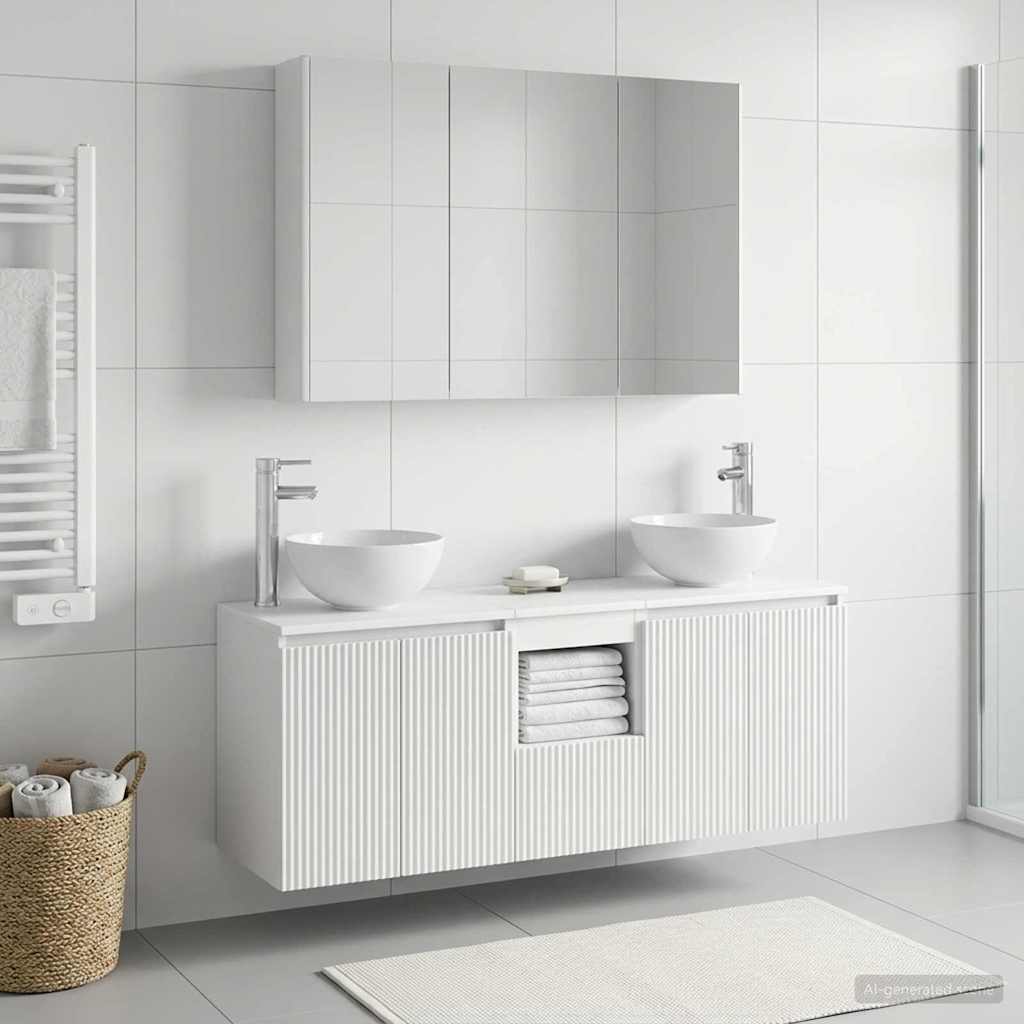 Badeværelsesskabsæt 4 pcs Hvid 103,5 x 15,5 x 70 cm