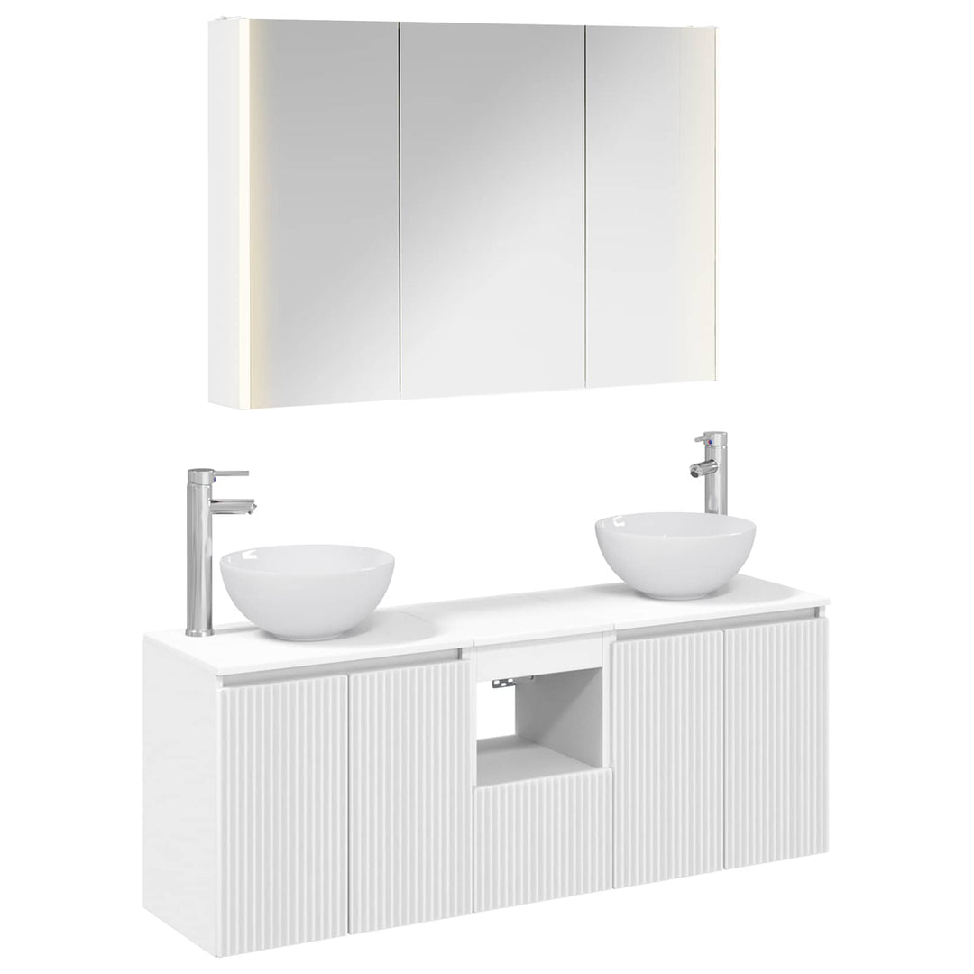Badeværelsesskabsæt 4 pcs Hvid 103,5 x 15,5 x 70 cm