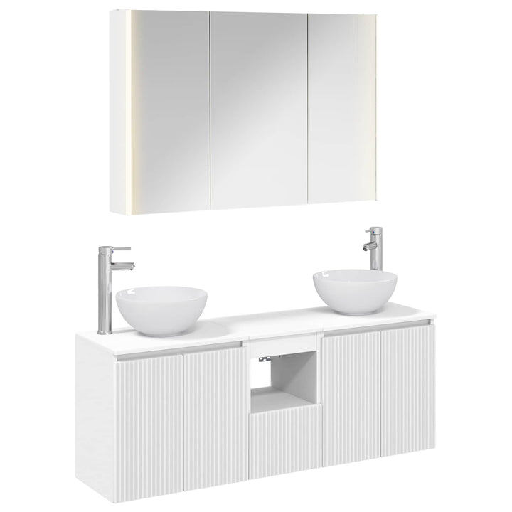 Badeværelsesskabsæt 4 pcs Hvid 103,5 x 15,5 x 70 cm