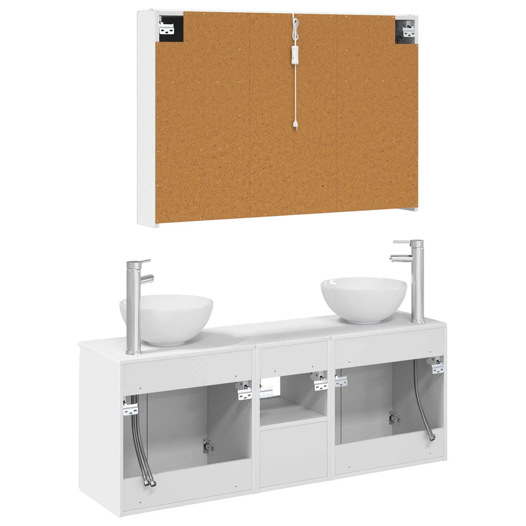 Badeværelsesskabsæt 4 pcs Hvid 103,5 x 15,5 x 70 cm