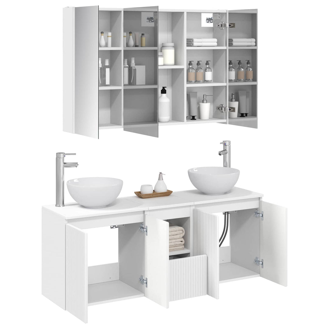 Badeværelsesskabsæt 4 pcs Hvid 103,5 x 15,5 x 70 cm