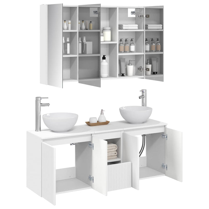 Badeværelsesskabsæt 4 pcs Hvid 103,5 x 15,5 x 70 cm