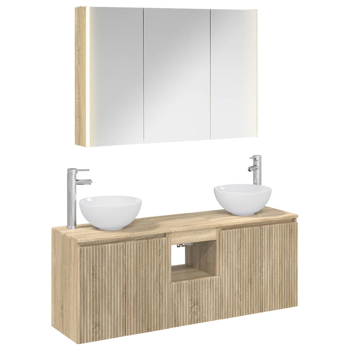 Badeværelsesskabsæt 4 pcs Sonoma-eg 103,5 x 15,5 x 70 cm