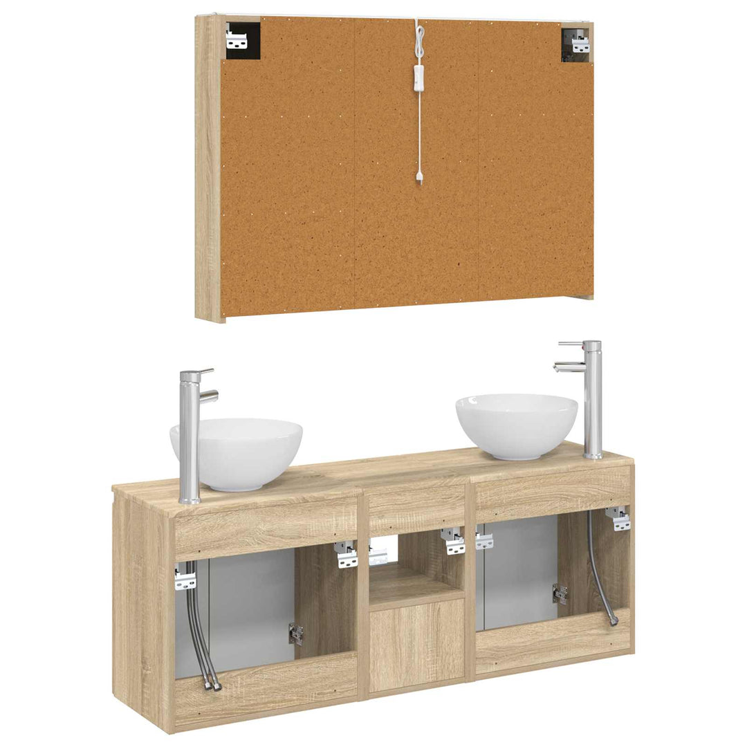 Badeværelsesskabsæt 4 pcs Sonoma-eg 103,5 x 15,5 x 70 cm
