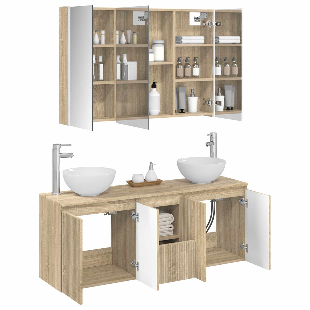 Badeværelsesskabsæt 4 pcs Sonoma-eg 103,5 x 15,5 x 70 cm