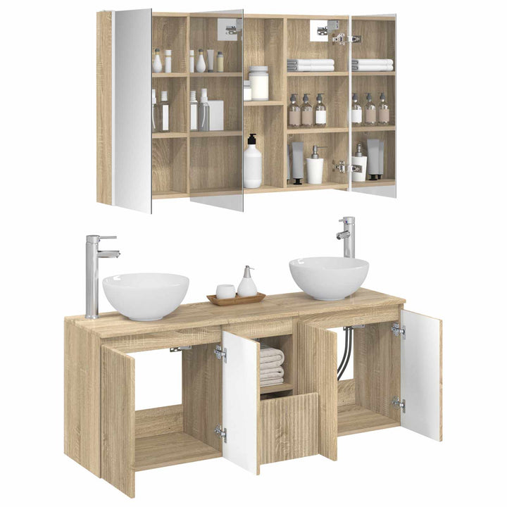 Badeværelsesskabsæt 4 pcs Sonoma-eg 103,5 x 15,5 x 70 cm