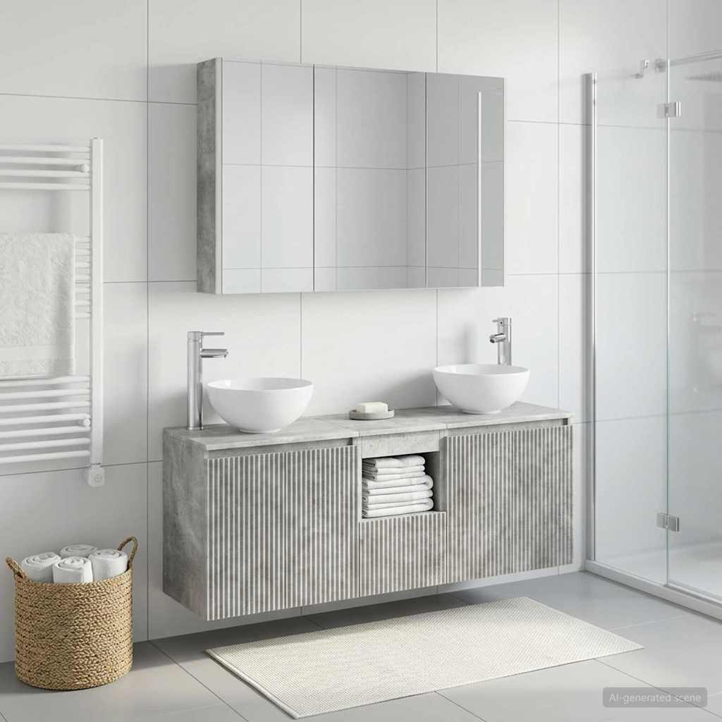 Badeværelsesskabsæt 4 pcs Betongrå 103,5 x 15,5 x 70 cm