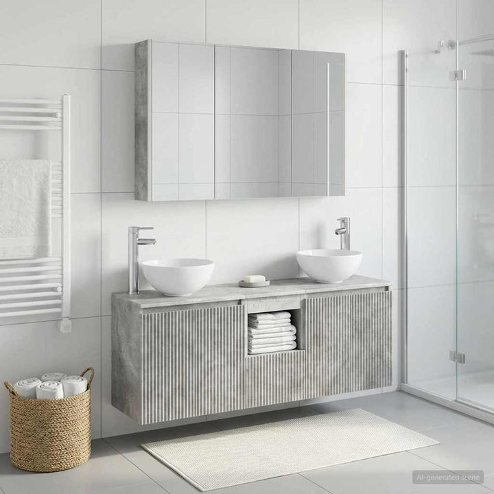 Badeværelsesskabsæt 4 pcs Betongrå 103,5 x 15,5 x 70 cm