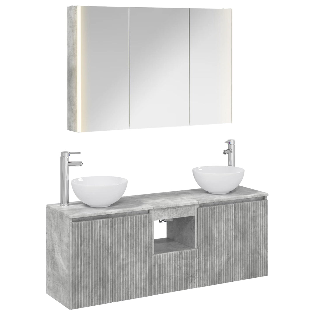 Badeværelsesskabsæt 4 pcs Betongrå 103,5 x 15,5 x 70 cm