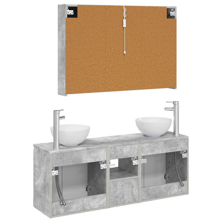 Badeværelsesskabsæt 4 pcs Betongrå 103,5 x 15,5 x 70 cm