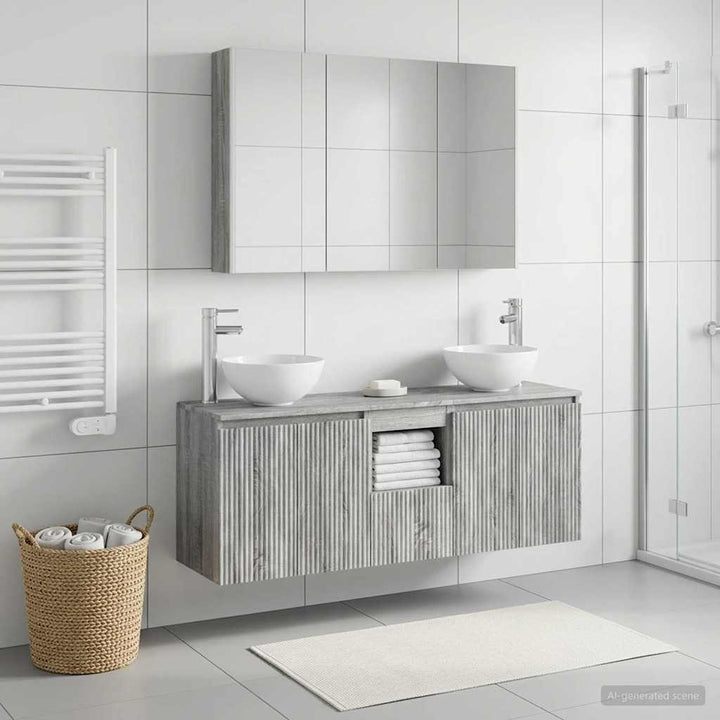 Badeværelsesskabsæt 4 pcs Grå Sonoma 103,5 x 15,5 x 70 cm