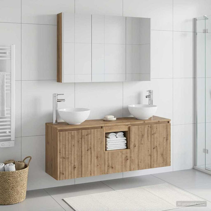 Badeværelsesskabsæt 4 pcs Artisan-eg 103,5 x 15,5 x 70 cm