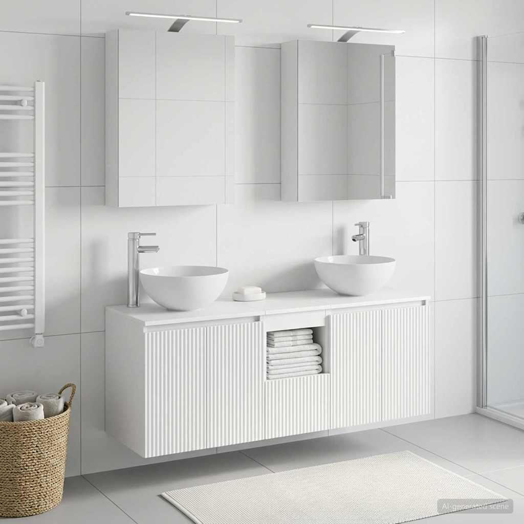 Badeværelsesskabsæt 5 pcs Hvid 50 x 14,5 x 70 cm