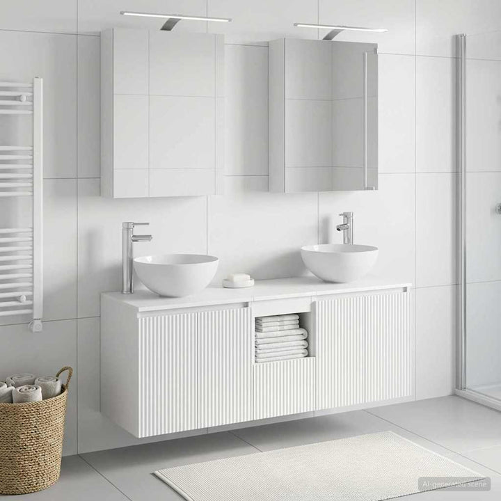 Badeværelsesskabsæt 5 pcs Hvid 50 x 14,5 x 70 cm