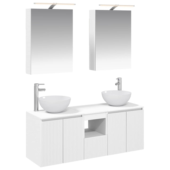 Badeværelsesskabsæt 5 pcs Hvid 50 x 14,5 x 70 cm