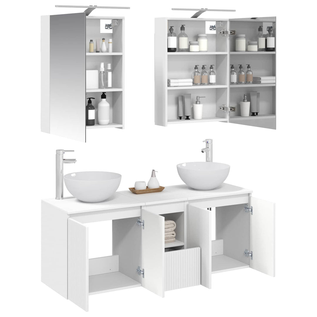 Badeværelsesskabsæt 5 pcs Hvid 50 x 14,5 x 70 cm