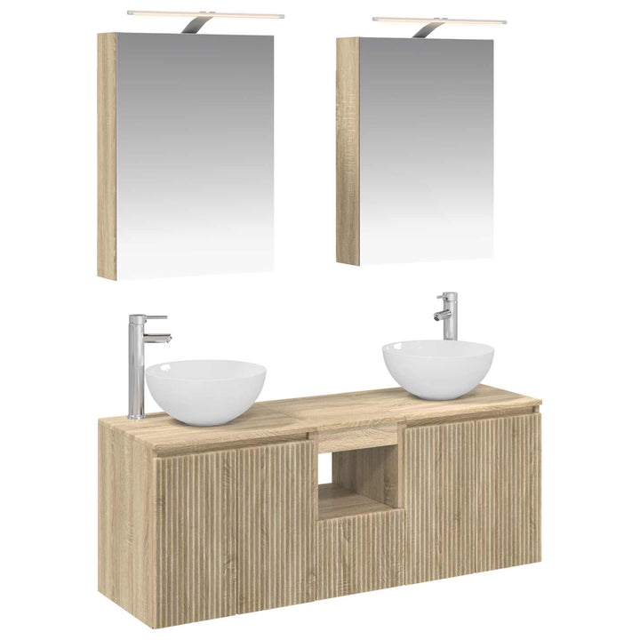 Badeværelsesskabsæt 5 pcs Sonoma-eg 50 x 14,5 x 70 cm