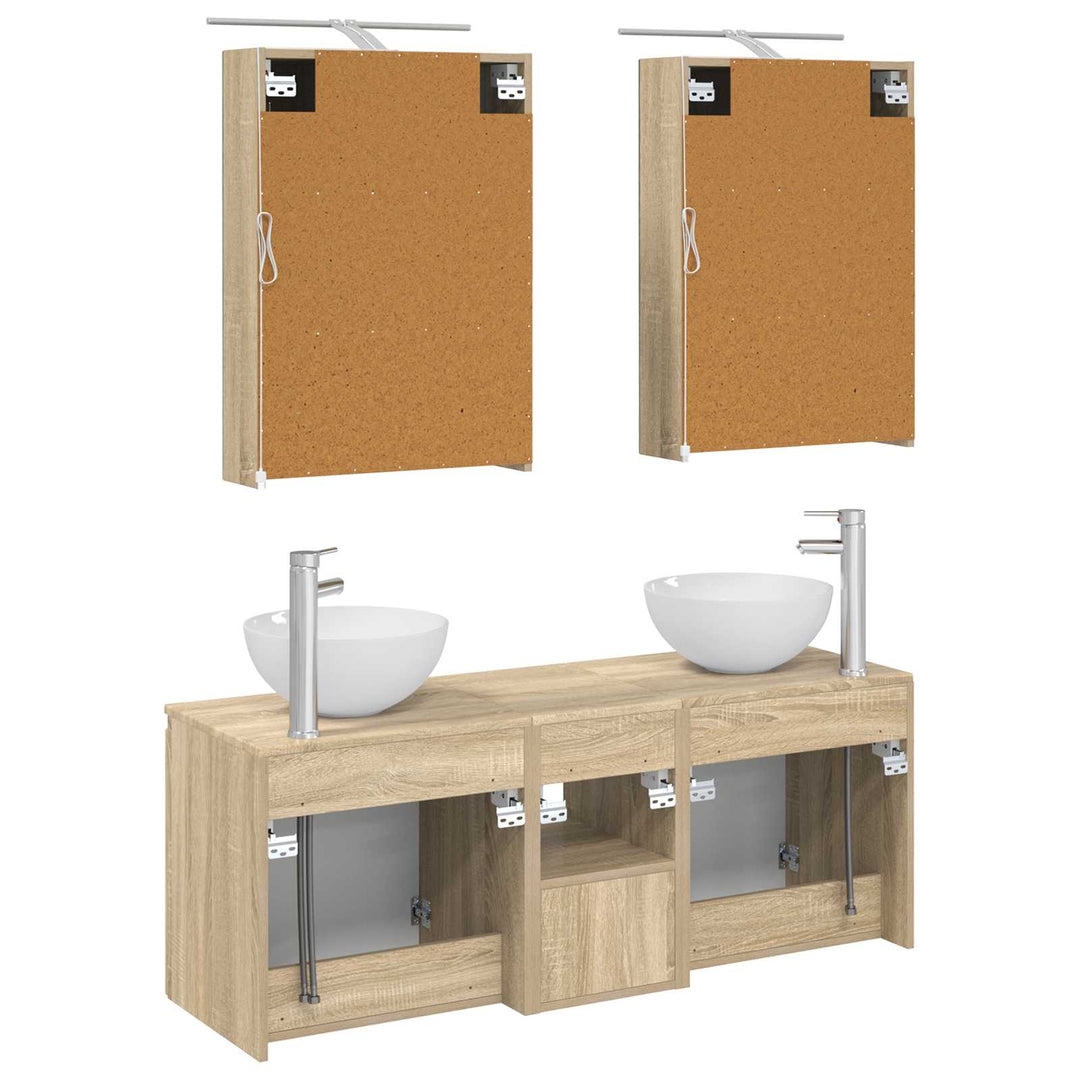 Badeværelsesskabsæt 5 pcs Sonoma-eg 50 x 14,5 x 70 cm