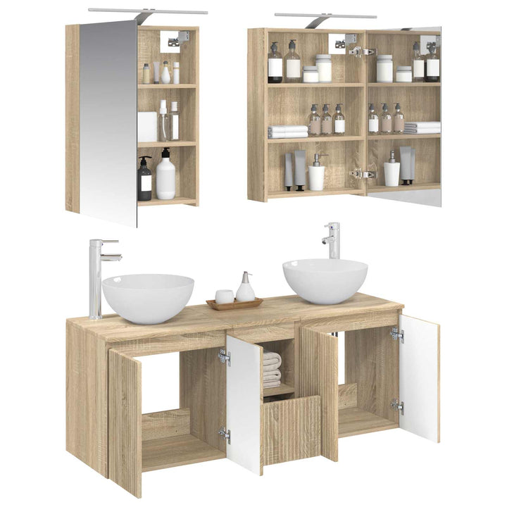 Badeværelsesskabsæt 5 pcs Sonoma-eg 50 x 14,5 x 70 cm