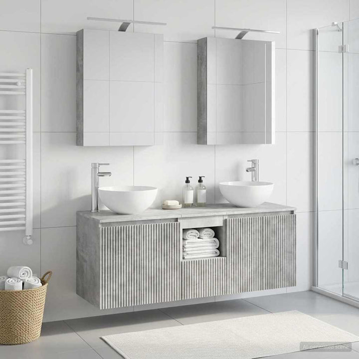 Badeværelsesskabsæt 5 pcs Betongrå 50 x 14,5 x 70 cm
