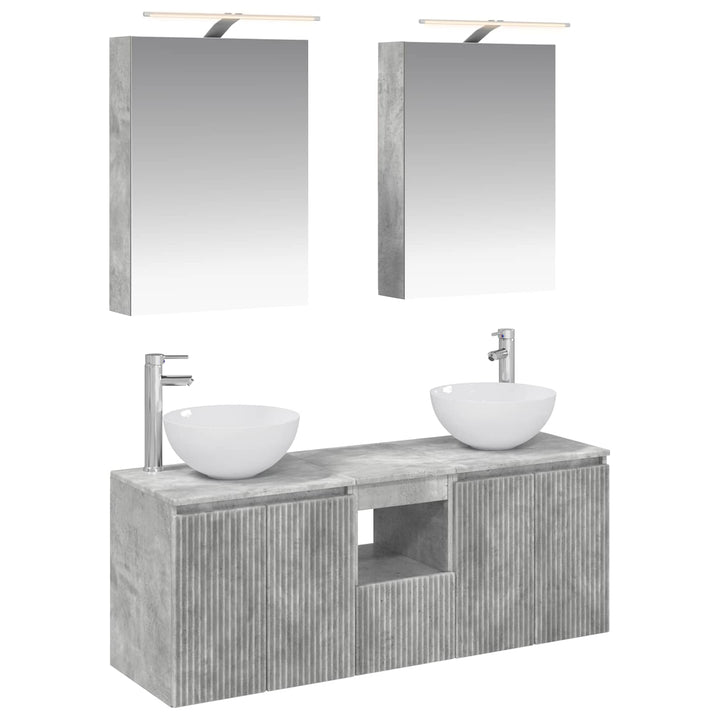 Badeværelsesskabsæt 5 pcs Betongrå 50 x 14,5 x 70 cm