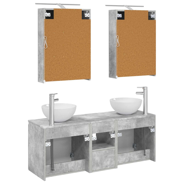 Badeværelsesskabsæt 5 pcs Betongrå 50 x 14,5 x 70 cm