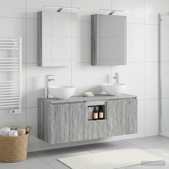 Badeværelsesskabsæt 5 pcs Grå Sonoma 50 x 14,5 x 70 cm