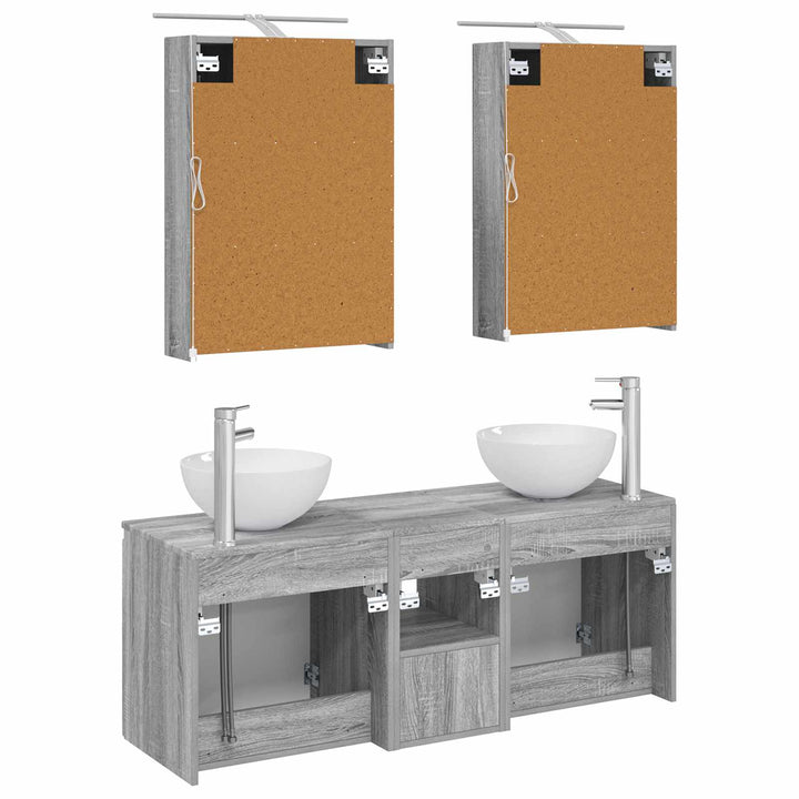 Badeværelsesskabsæt 5 pcs Grå Sonoma 50 x 14,5 x 70 cm