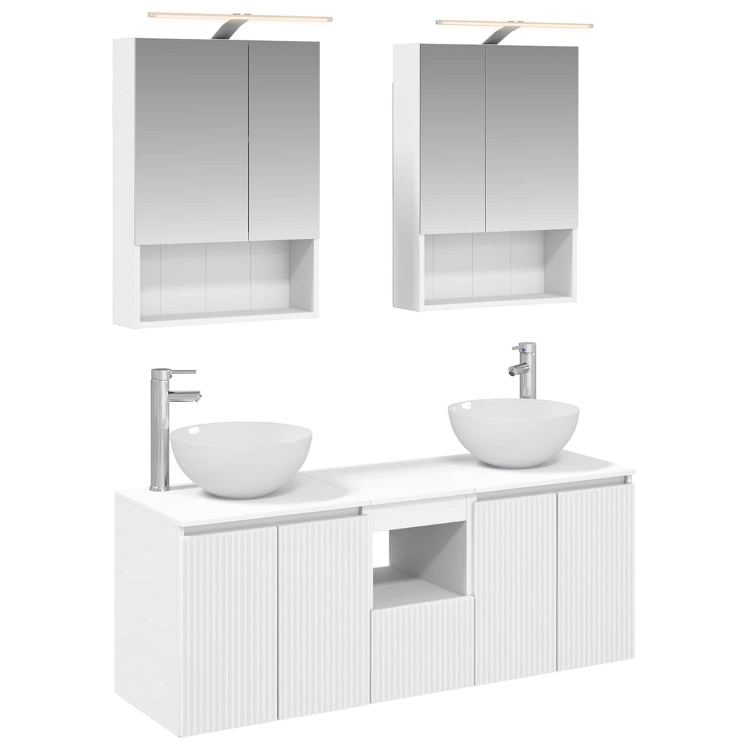 Badeværelsesskabsæt 5 pcs Hvid 50 x 14,5 x 70 cm