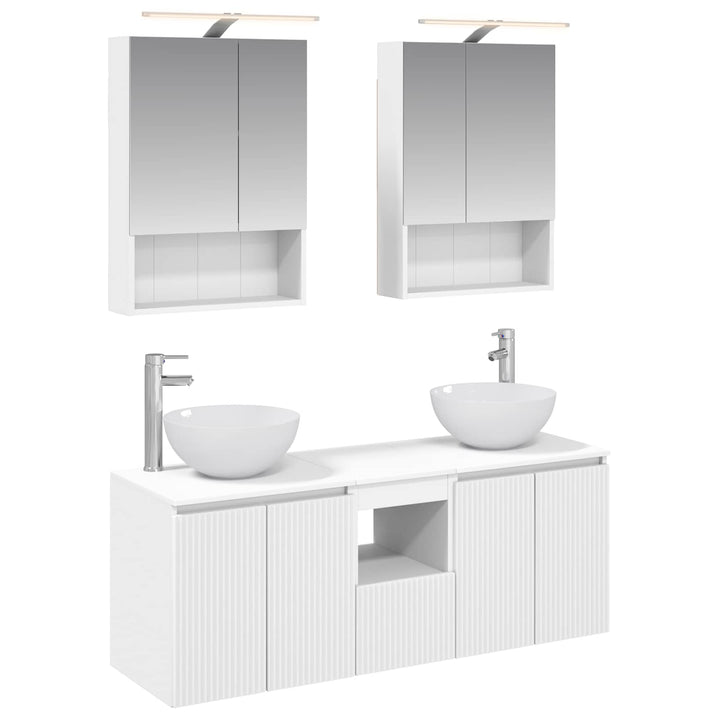 Badeværelsesskabsæt 5 pcs Hvid 50 x 14,5 x 70 cm