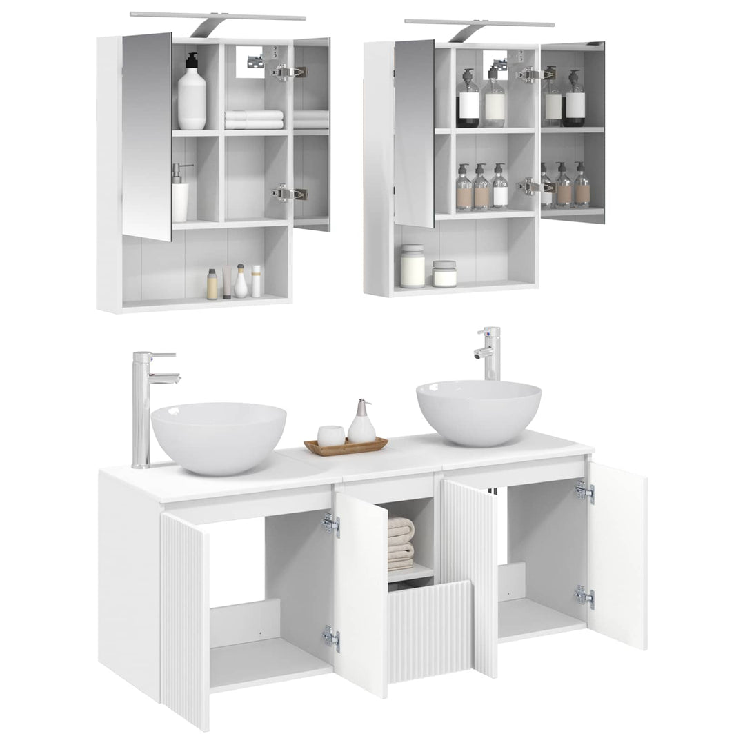 Badeværelsesskabsæt 5 pcs Hvid 50 x 14,5 x 70 cm