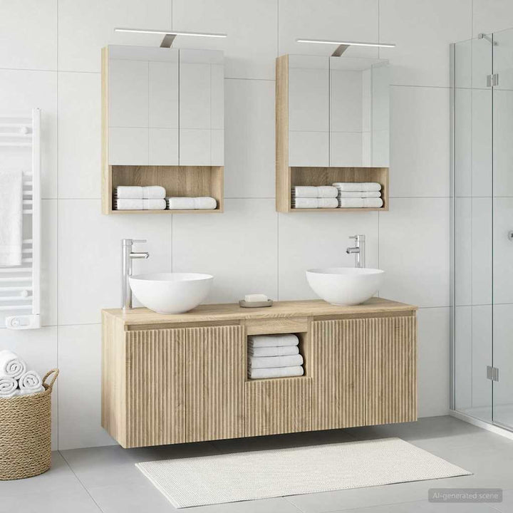 Badeværelsesskabsæt 5 pcs Sonoma-eg 50 x 14,5 x 70 cm