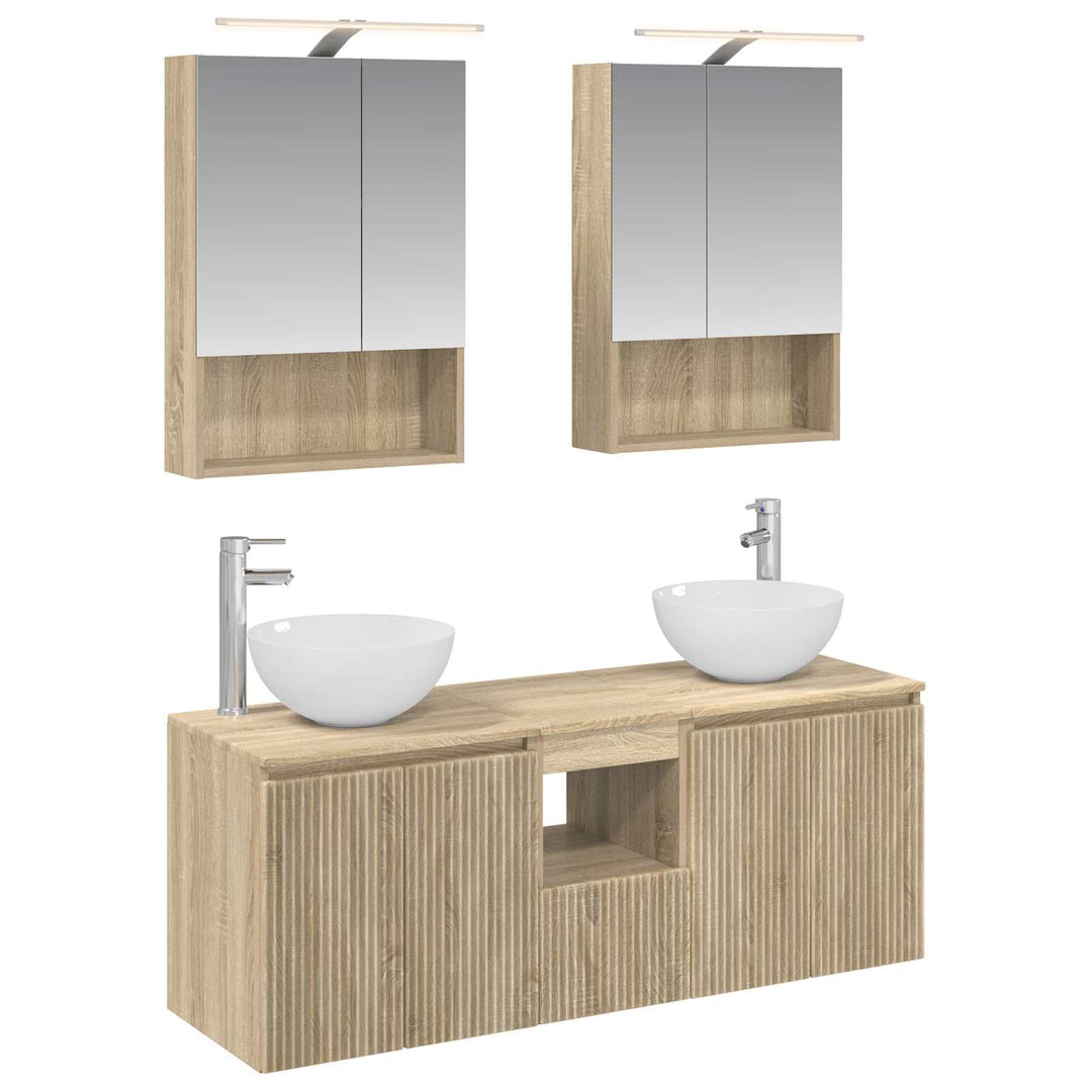 Badeværelsesskabsæt 5 pcs Sonoma-eg 50 x 14,5 x 70 cm