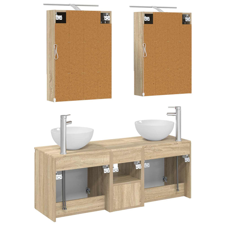 Badeværelsesskabsæt 5 pcs Sonoma-eg 50 x 14,5 x 70 cm