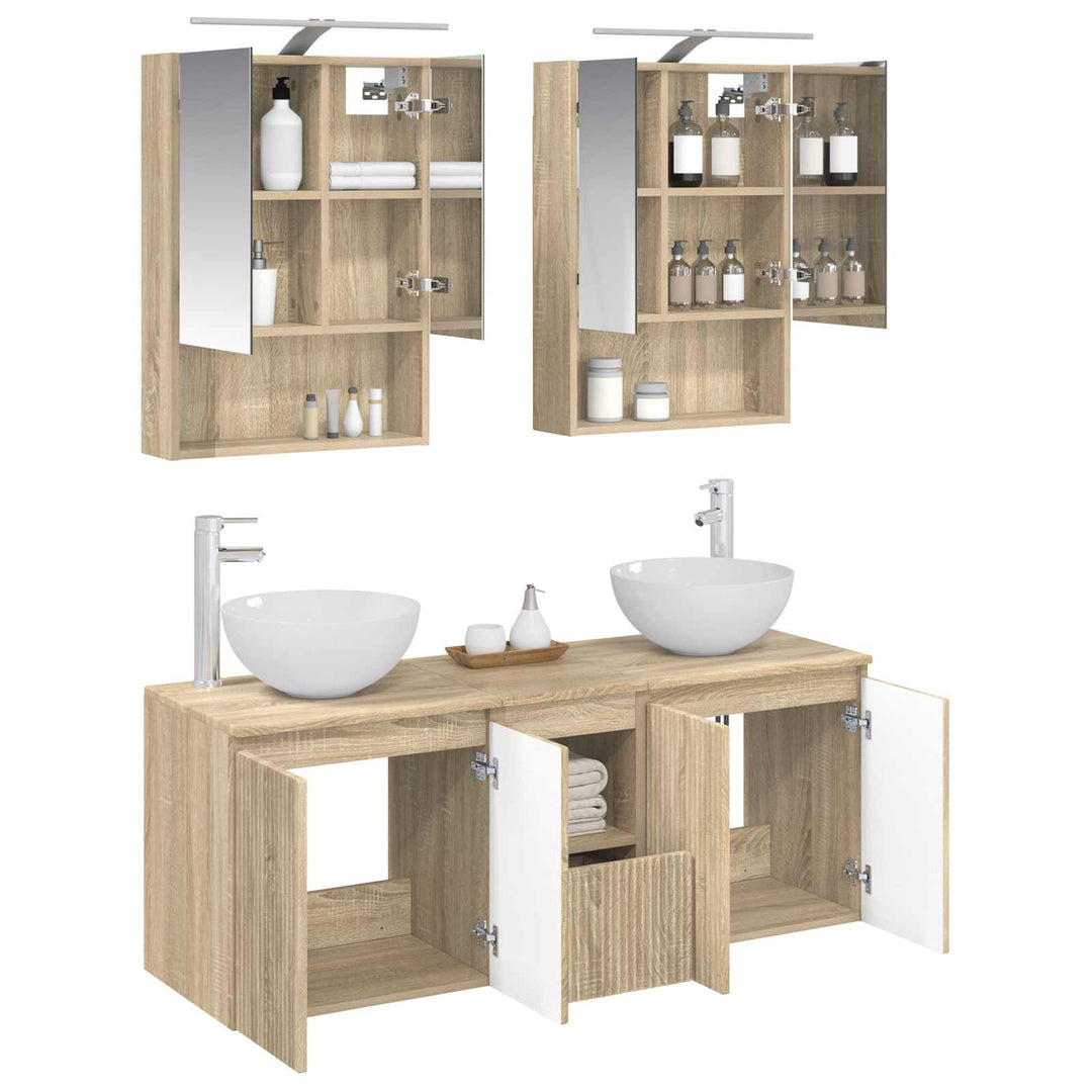 Badeværelsesskabsæt 5 pcs Sonoma-eg 50 x 14,5 x 70 cm