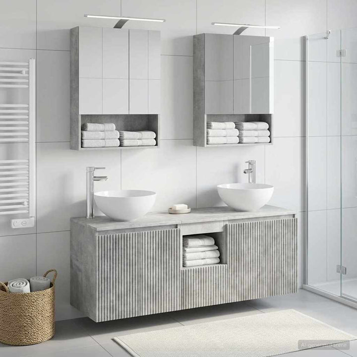Badeværelsesskabsæt 5 pcs Betongrå 50 x 14,5 x 70 cm