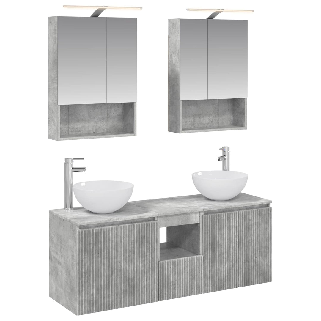 Badeværelsesskabsæt 5 pcs Betongrå 50 x 14,5 x 70 cm