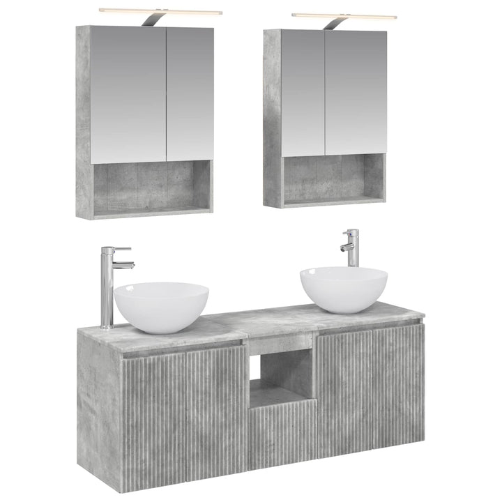 Badeværelsesskabsæt 5 pcs Betongrå 50 x 14,5 x 70 cm