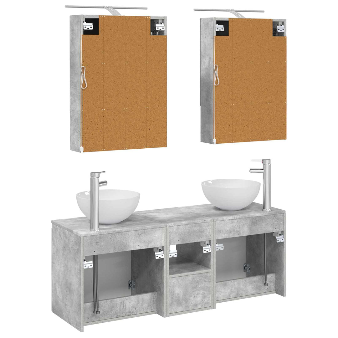 Badeværelsesskabsæt 5 pcs Betongrå 50 x 14,5 x 70 cm