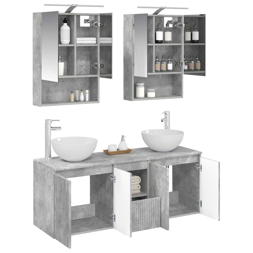 Badeværelsesskabsæt 5 pcs Betongrå 50 x 14,5 x 70 cm