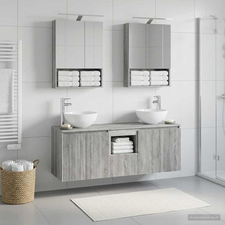 Badeværelsesskabsæt 5 pcs Grå Sonoma 50 x 14,5 x 70 cm