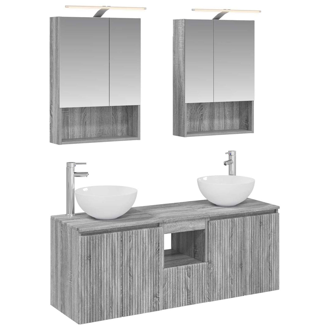 Badeværelsesskabsæt 5 pcs Grå Sonoma 50 x 14,5 x 70 cm